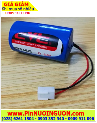 EVE ER34615 (ZẮC CẮM); Pin đồng hồ NƯỚC EVE ER34615 D 19000mAh lithium 3.6v (34mmx61.5mm) chính hãng